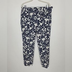 Talbots Women’s Chatham Ankle Pants Blue White Floral Print Sz 12